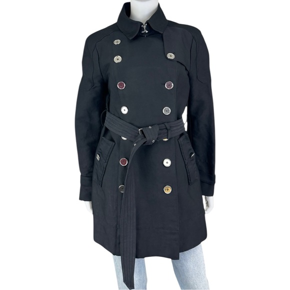 Sam Edelman Black Trench Coat Size M - Picture 1 of 9